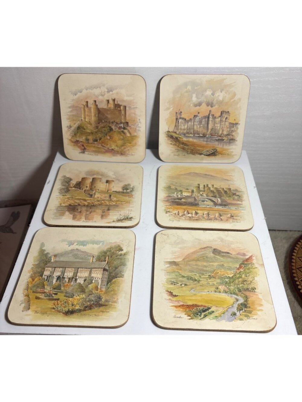 Clover Leaf Coasters Wales Today Scenic Castle Prints Lot of 6 With Original Box - Picture 4 of 16